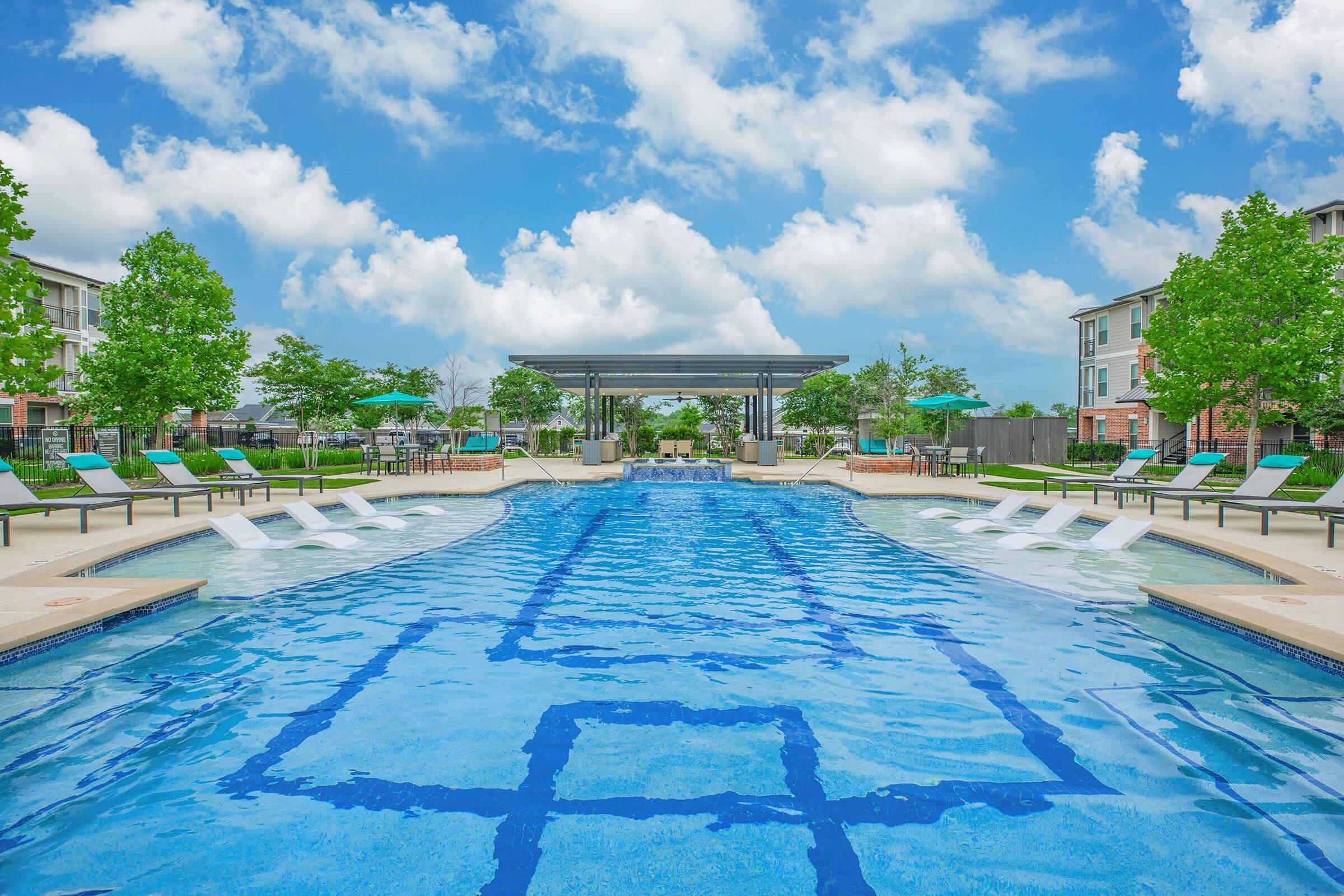apartment community pool area